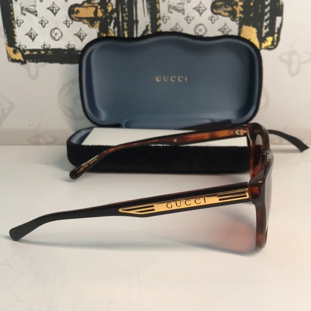 Authentic ✨ Brand New Gucci GG0980S 002 Sunglasses – Tortoise Havana with Orange